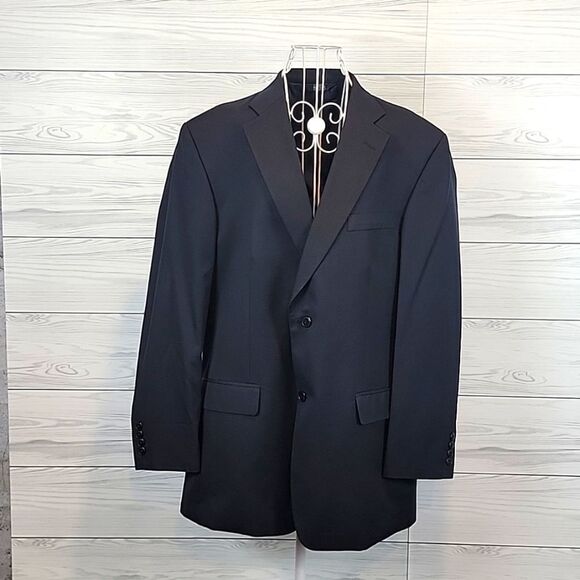 Haggar black suit jacket single breasted Size 44L - Picture 1 of 11